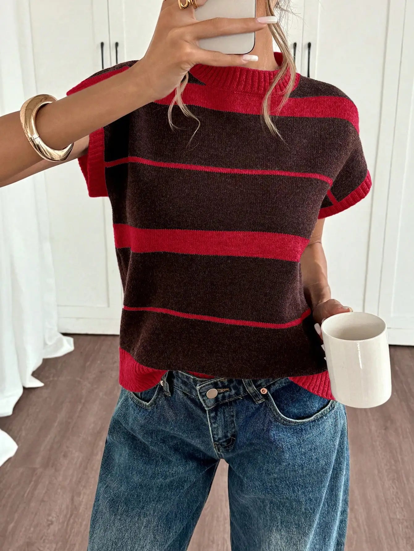 Women's Striped Knit Casual Top