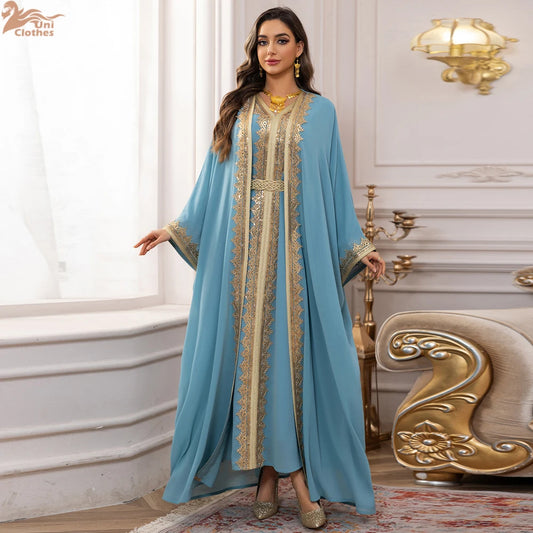 Eid Chiffon Two-Piece Abaya Set