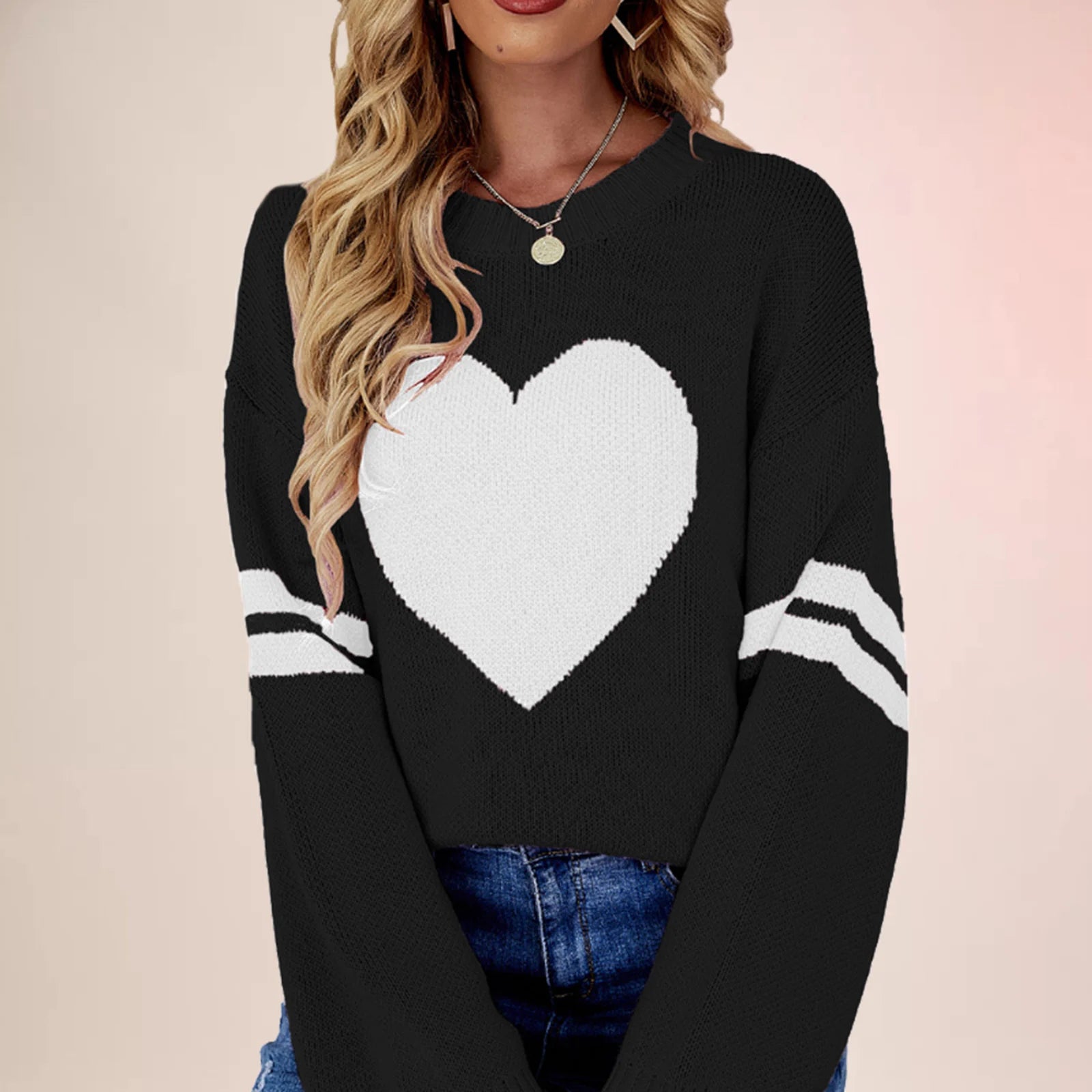 Contrast Color Knit Sweater