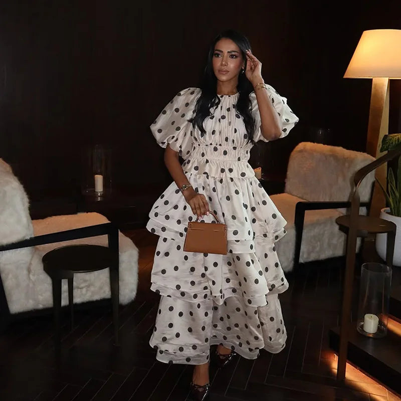 Elegant Polka Dot Maxi Dress