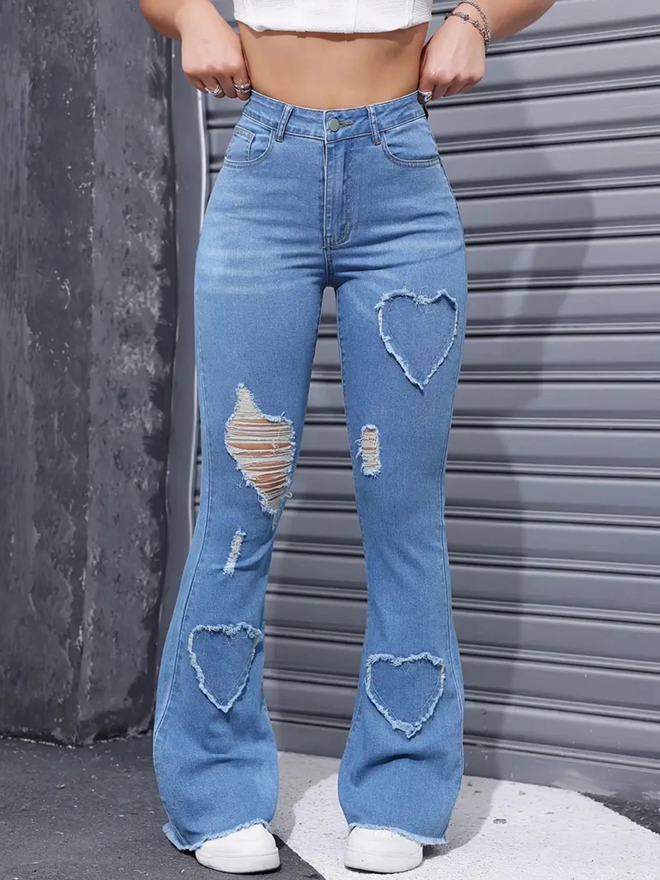 Distressed Patch Jeans