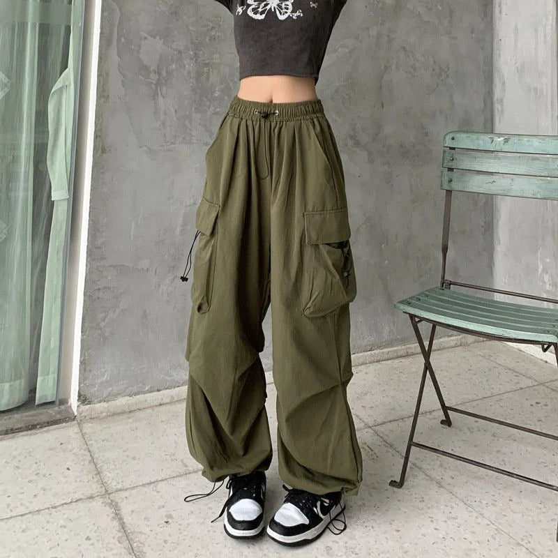 Women Y2K Parachute Cargo Pants