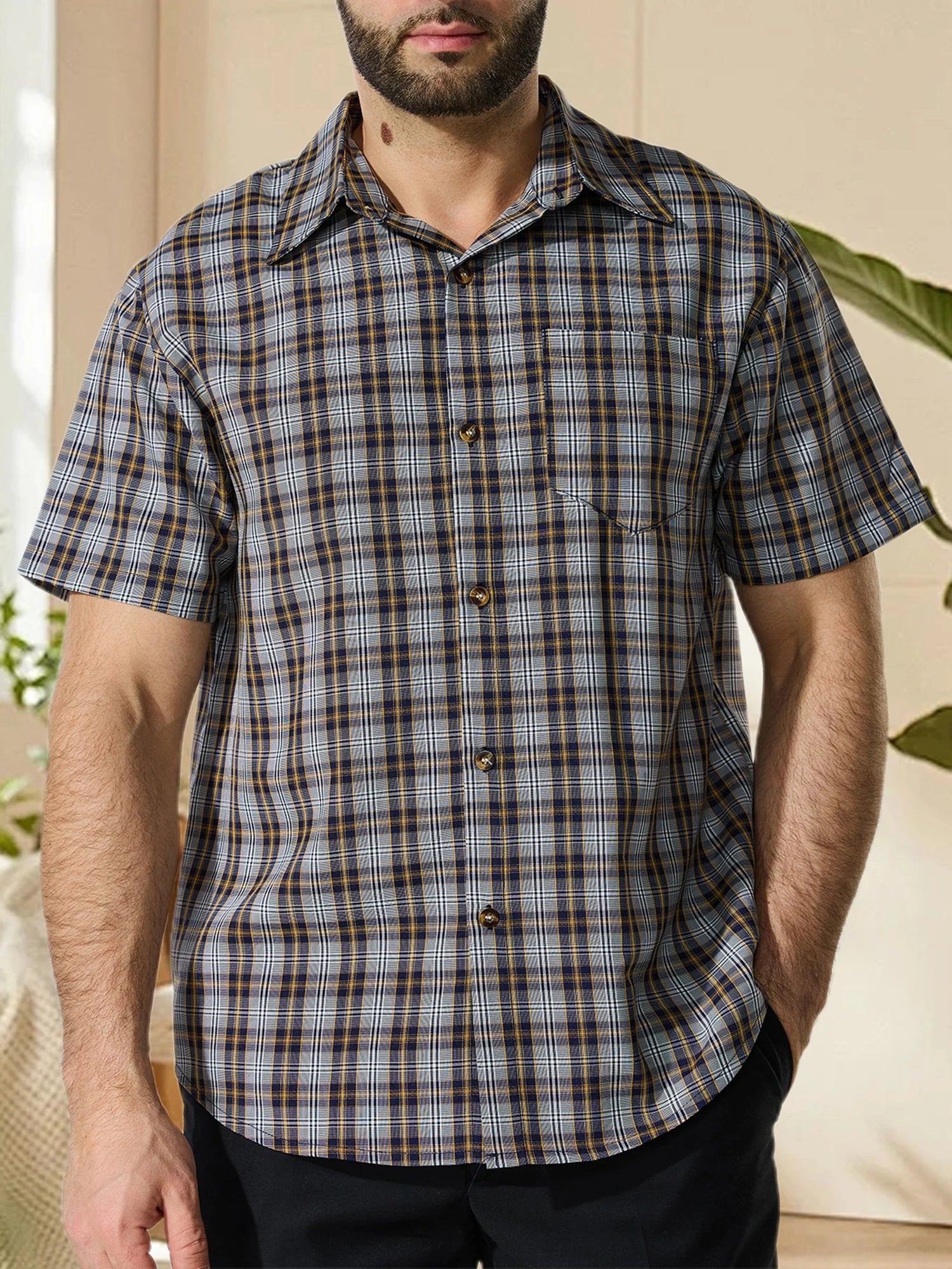 Men's Plaid Button Shirt