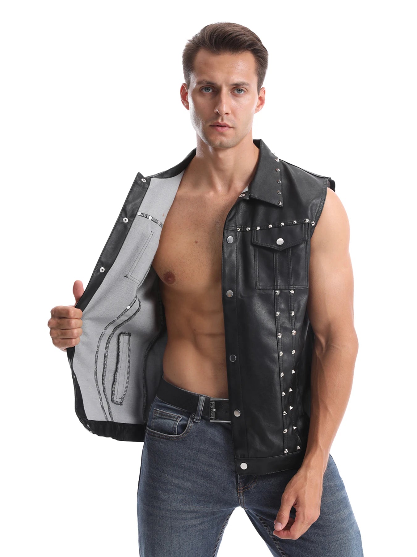 Punk Style Leather Vest