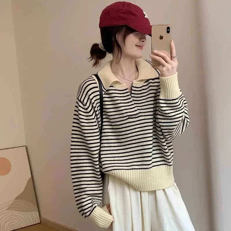 Korean Striped Pullover