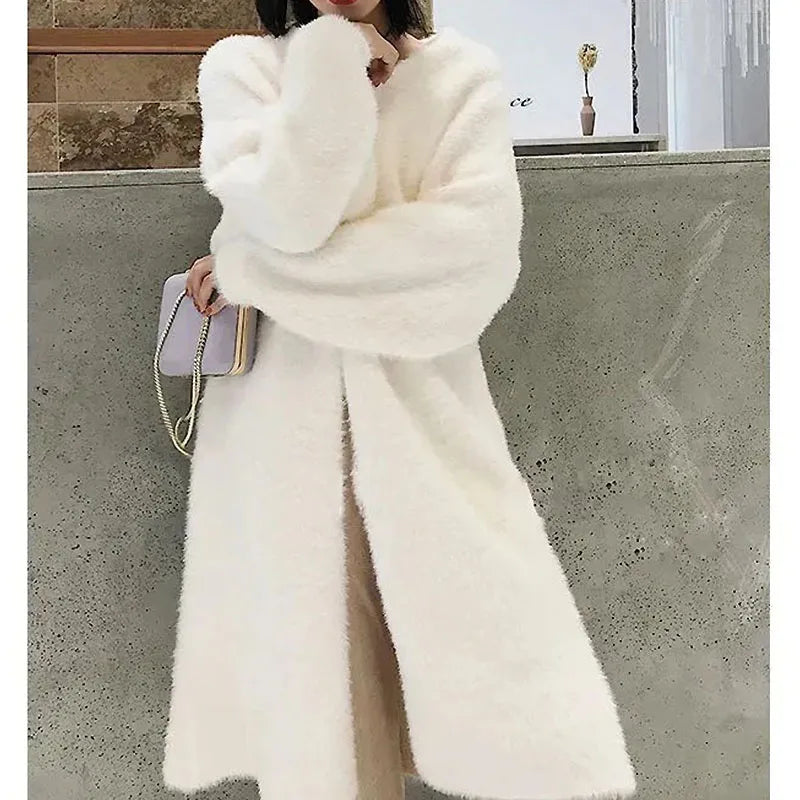 Fluffy Long Cardigan Coat