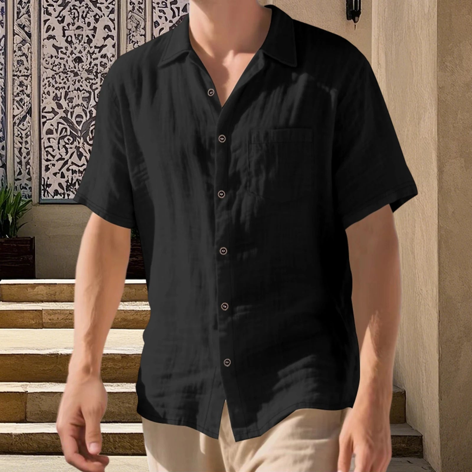 Men's Linen Button Shirt