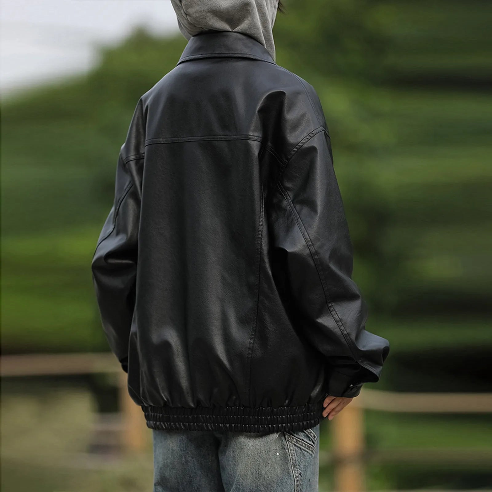 Oversized Leather Bomber