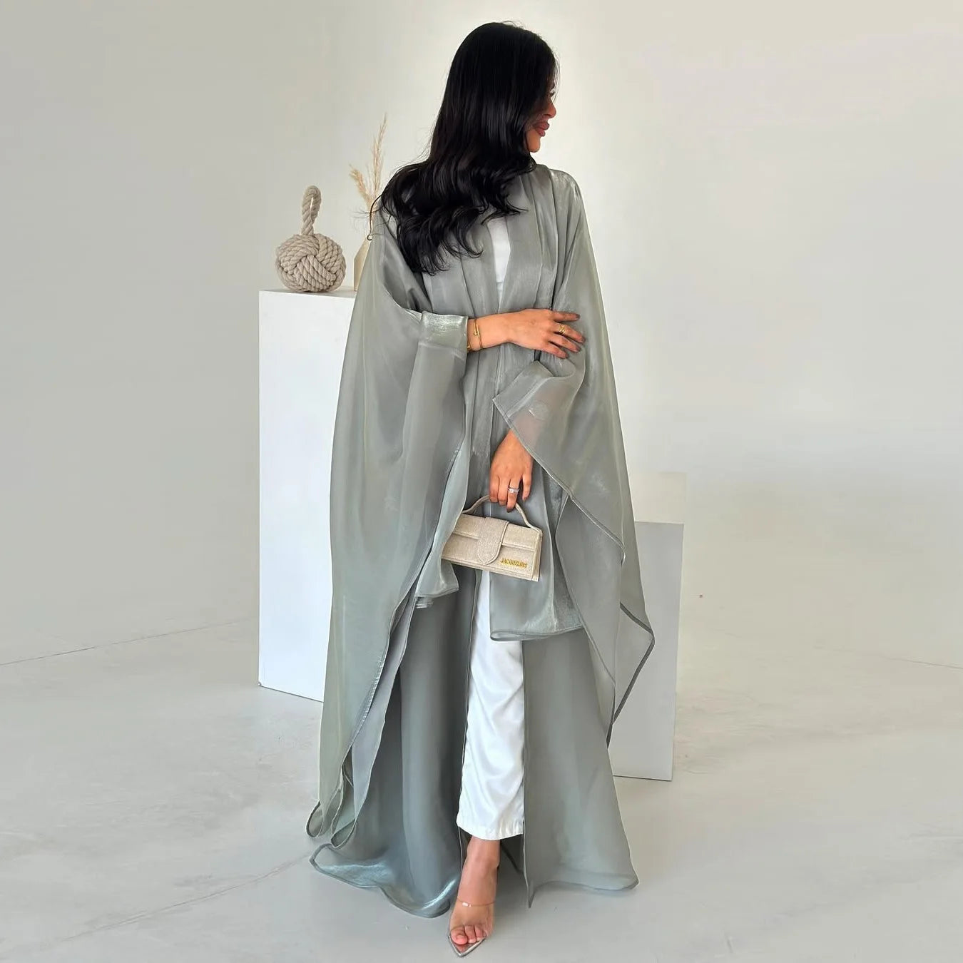 Women Silky Abaya with Scarf