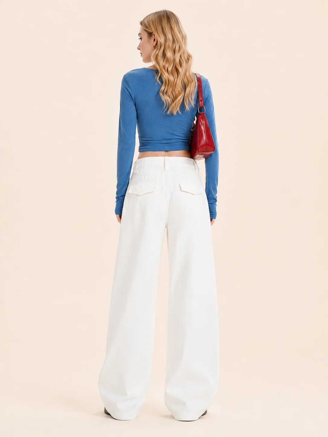White High-Waist Wide-Leg Jeans