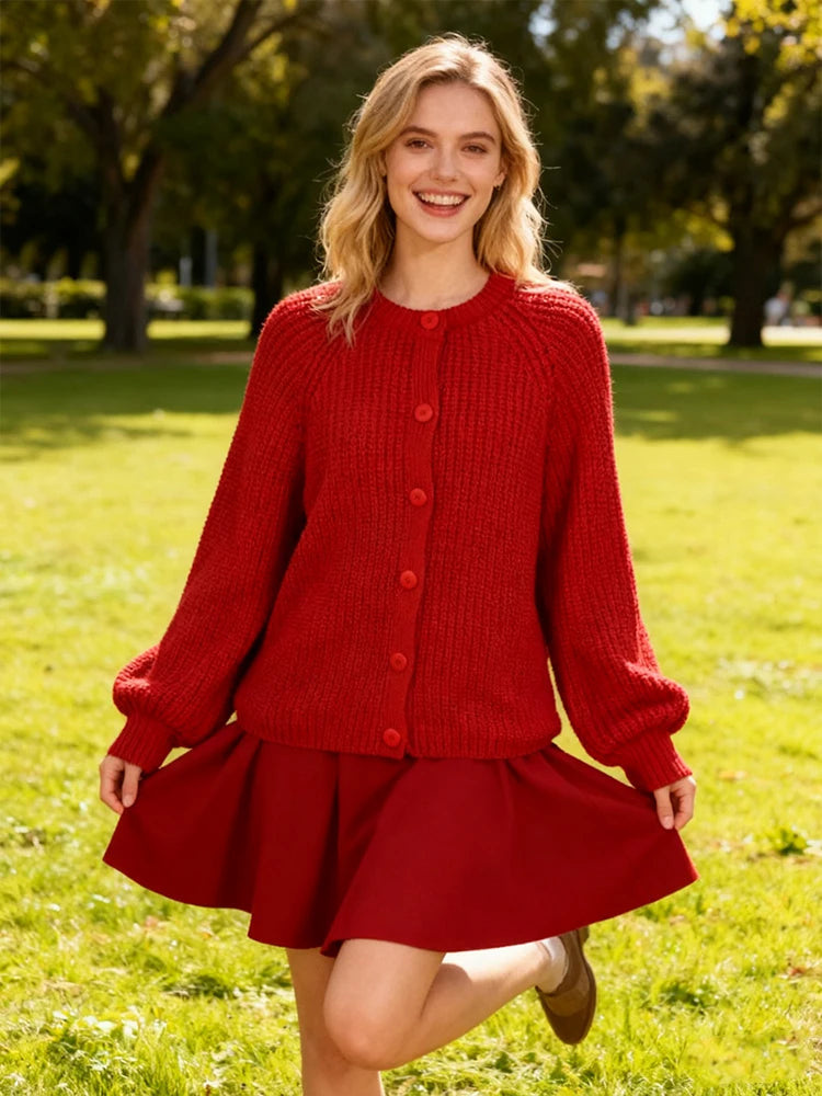 Red Button Christmas Cardigan
