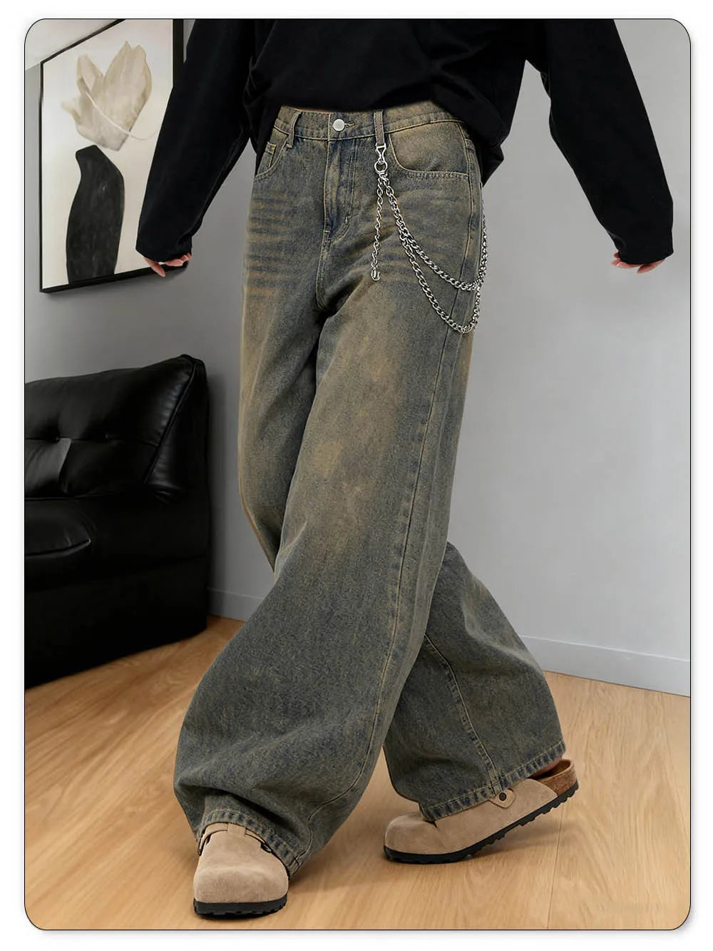 Unisex Retro Baggy Wide Leg Jeans