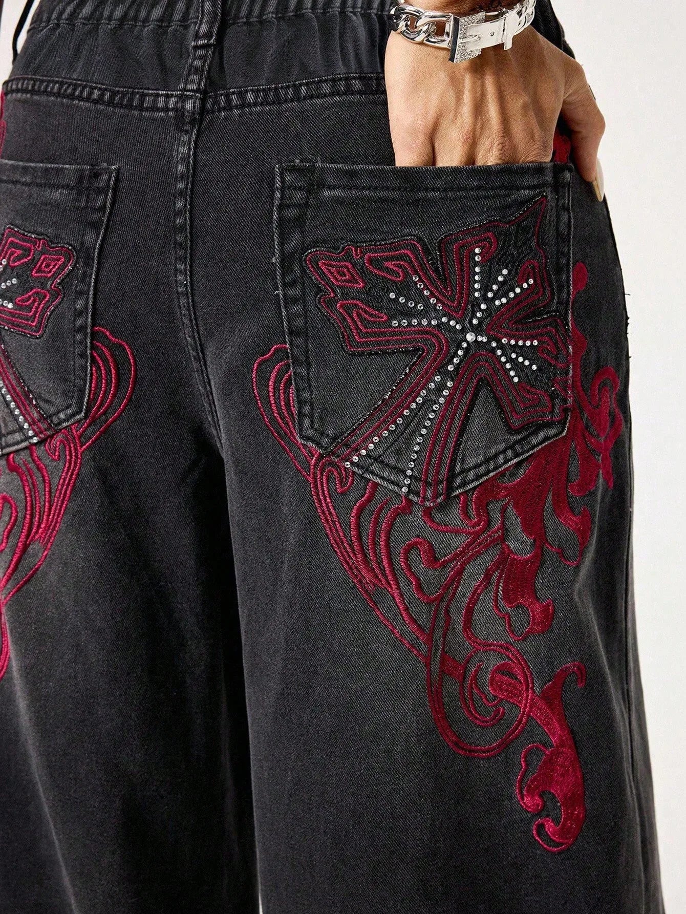 Women Black Embroidery Gothic