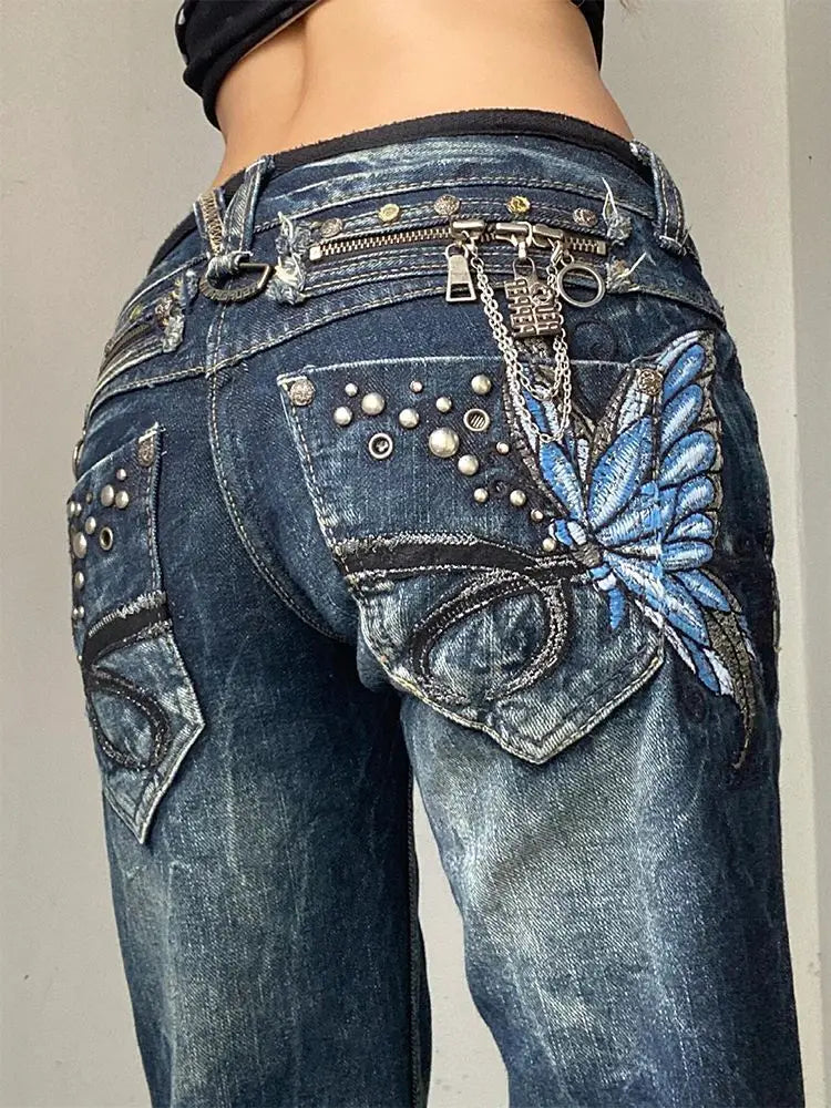 Women's Embroidered Flared Jeans