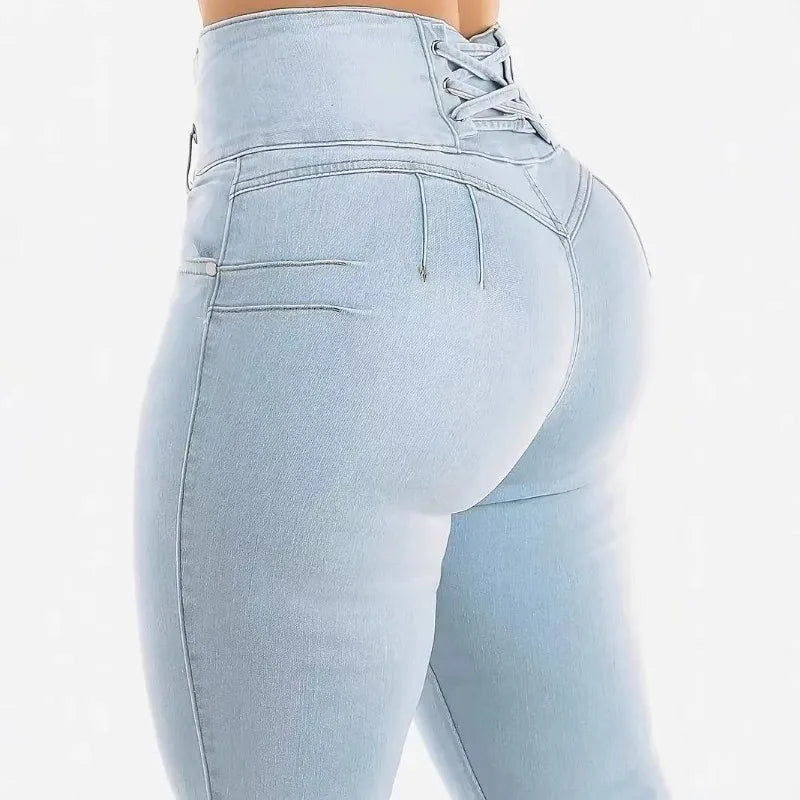 Women High Waist Flared Jeans