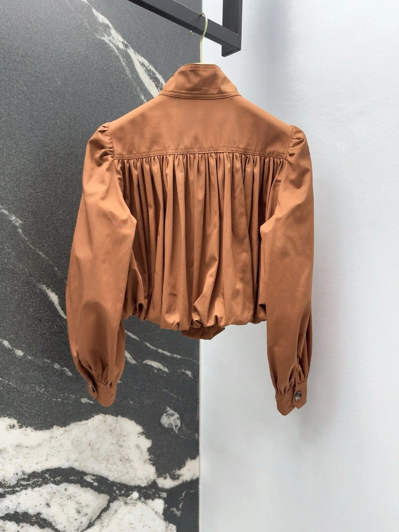 Pleated Lantern Sleeve Jacket
