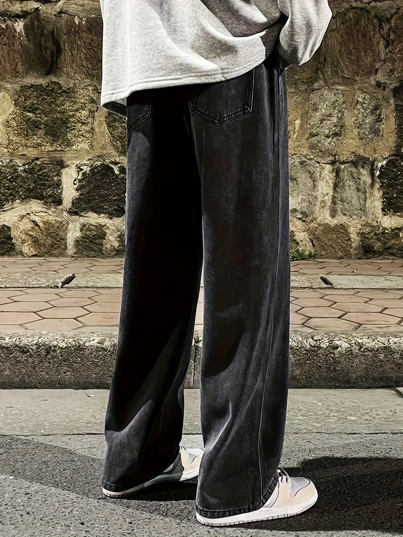 Men's black gray regular fit jeans