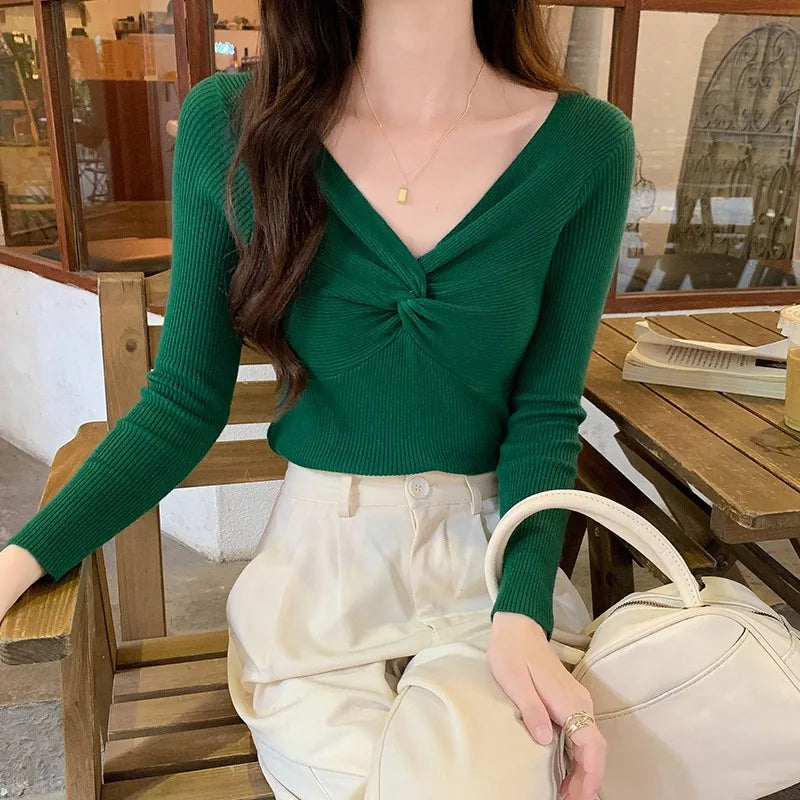 Slim V-Neck Knit Sweater