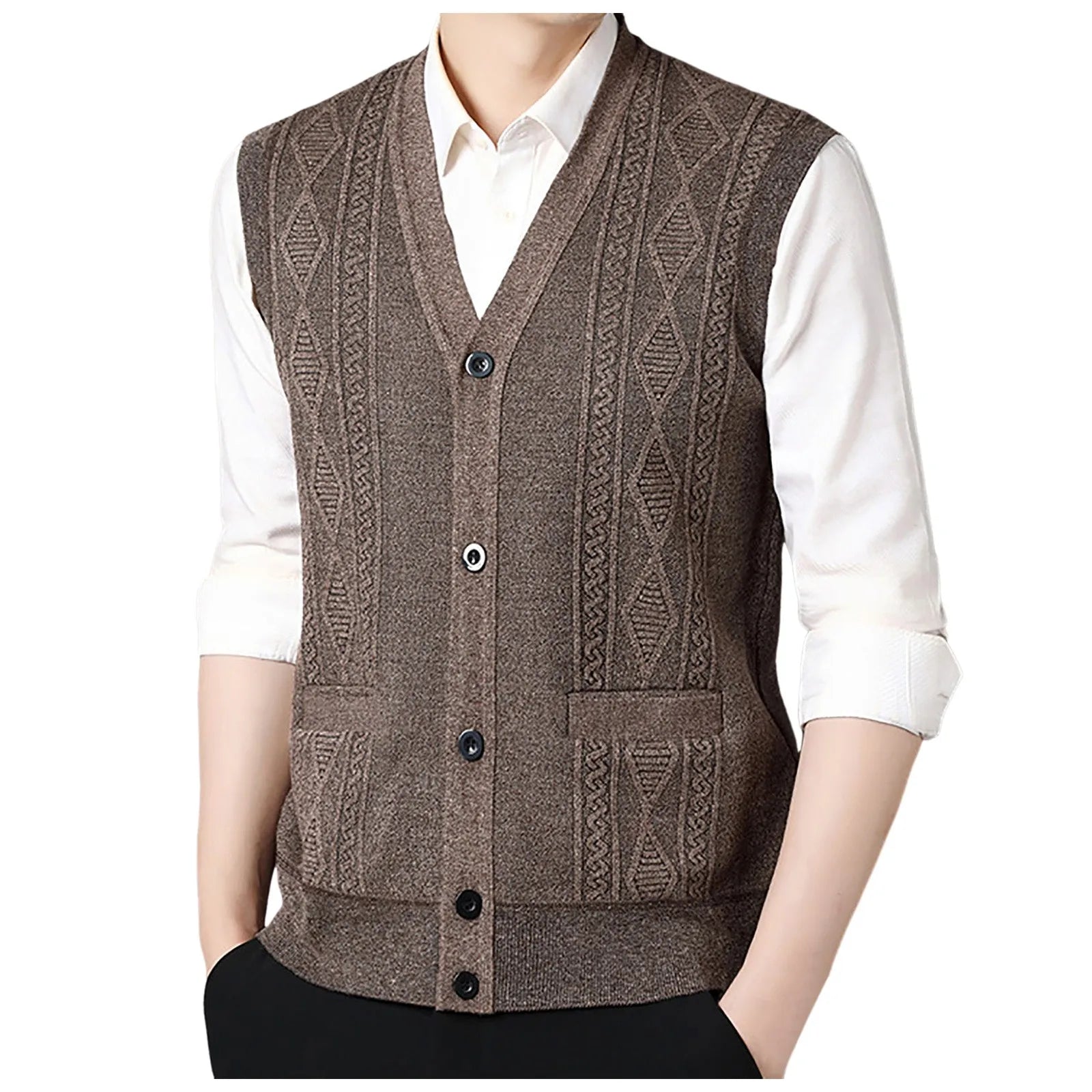Plaid Velvet Cardigan Vest