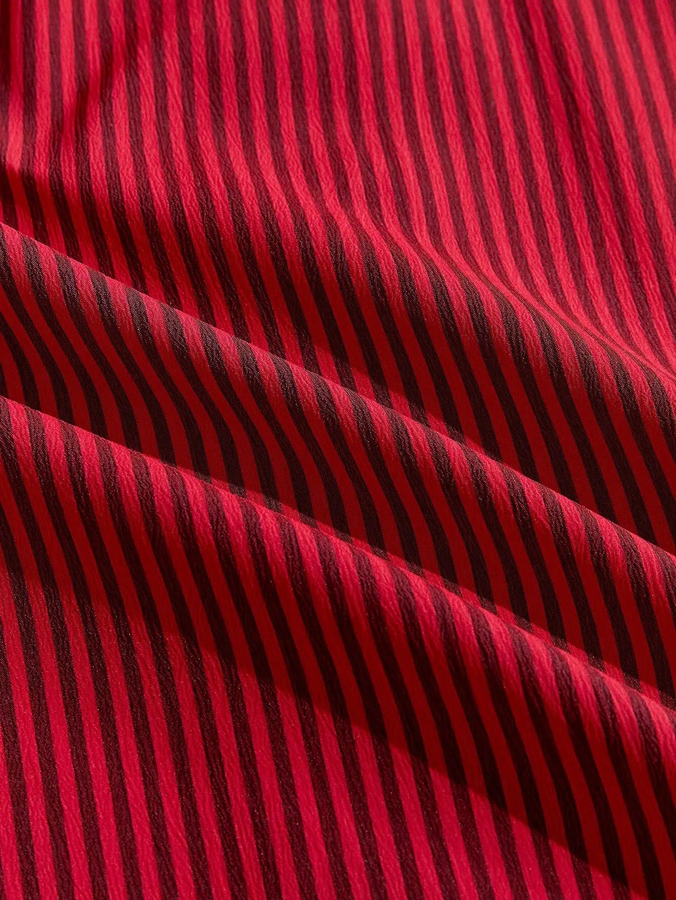 Men's Red Striped Cropped Button Up Shirt
