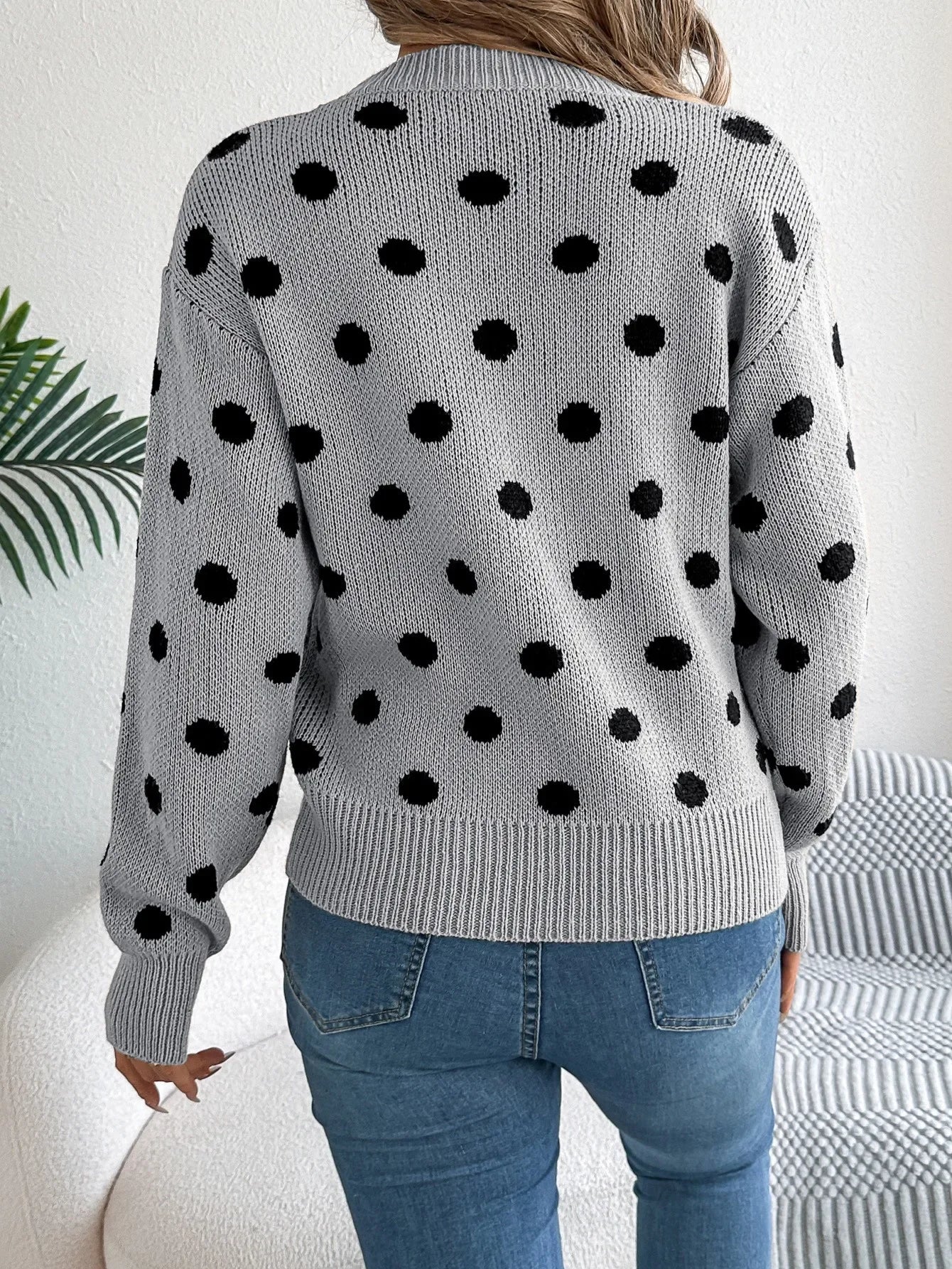 Polka Dot Contrast Sweater