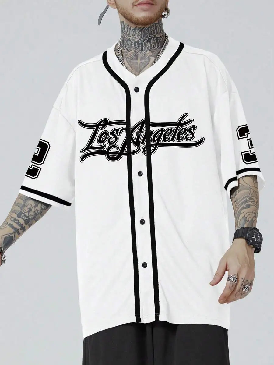 Men's LA Contrast Trim Baseball Shirt