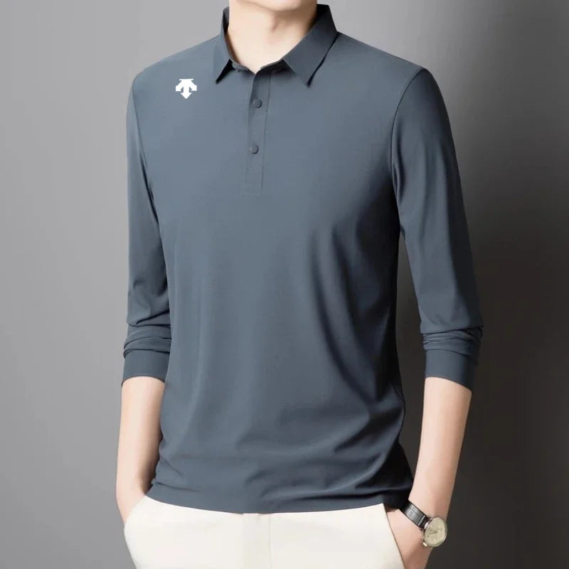 Men’s Long Sleeve Printed Polo Shirt