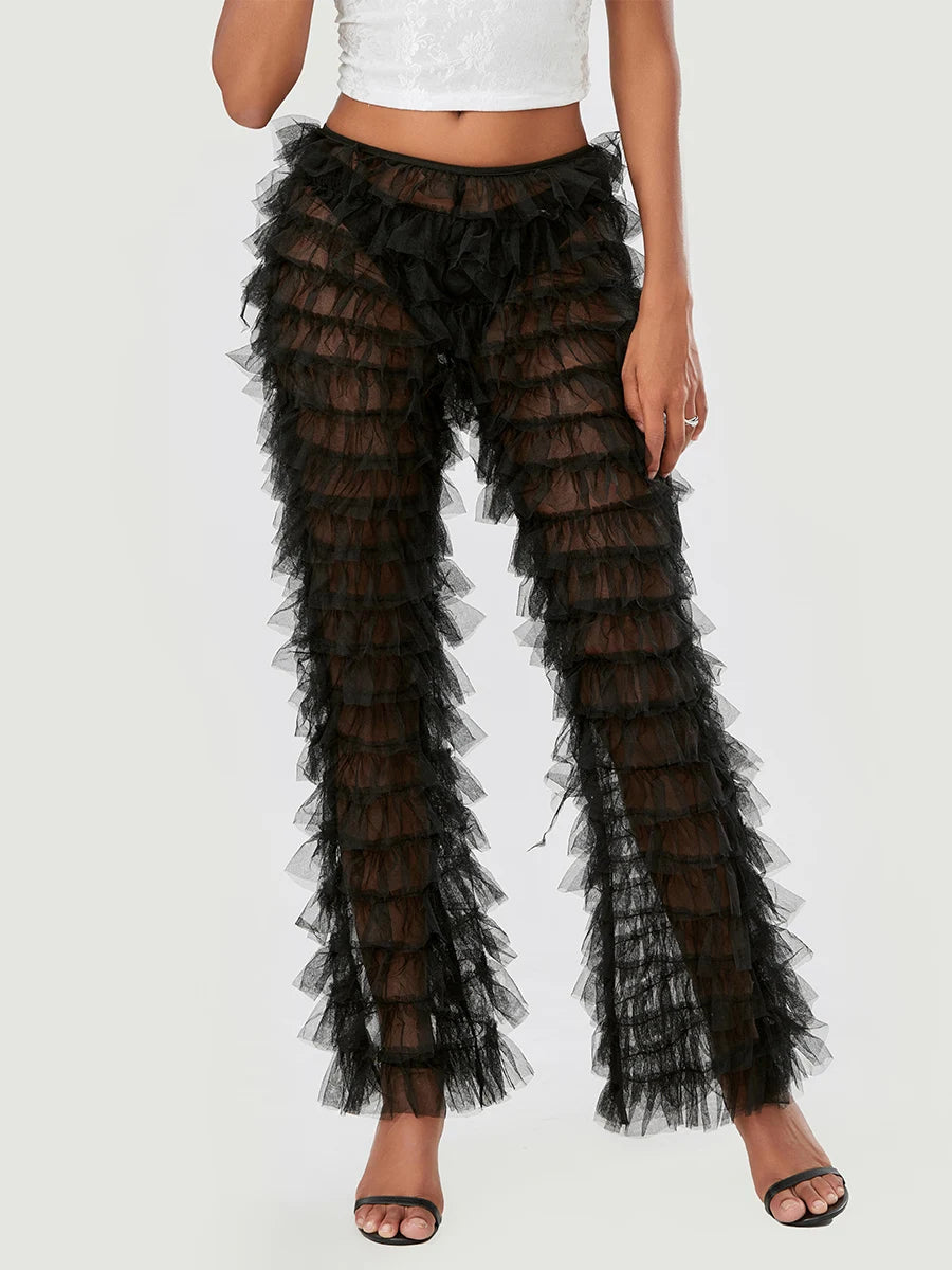 Black Wide Leg Sheer Pants