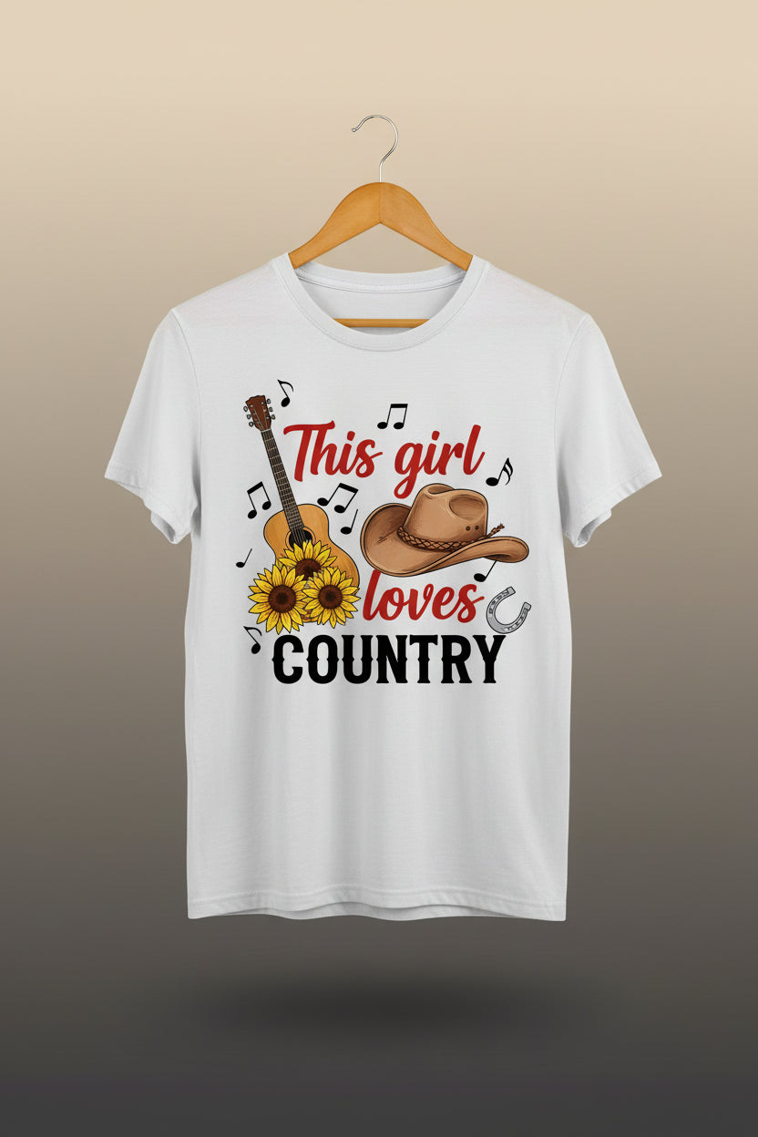 Women This Girl Loves Country Graphic T Shirt