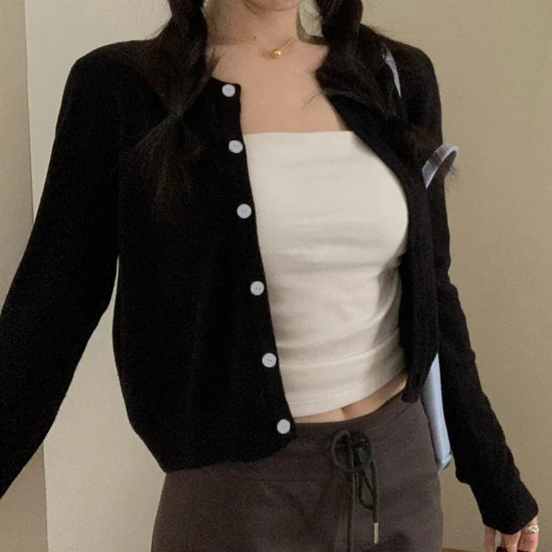 Red Crop Knit Cardigan