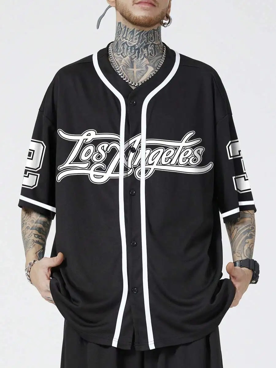 Men's LA Contrast Trim Baseball Shirt
