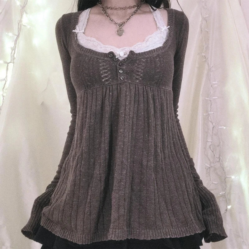 Y2K Vintage Babydoll Knit Sweater