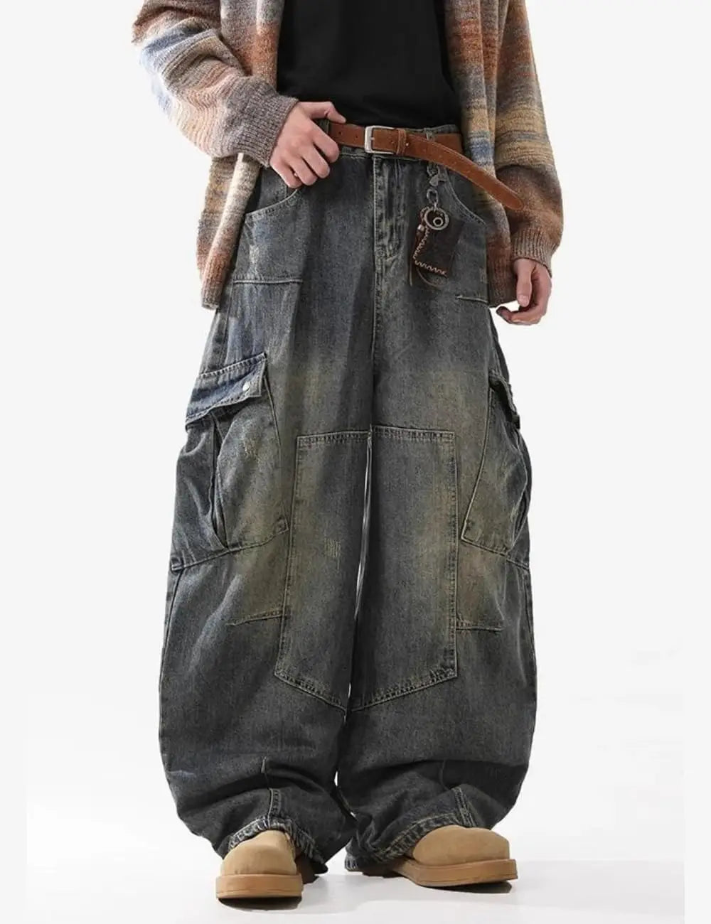 Baggy barrel wide leg cargo jeans