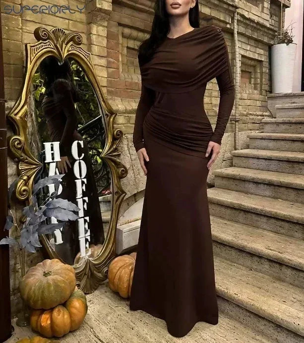 Ruched Waist Long Dress