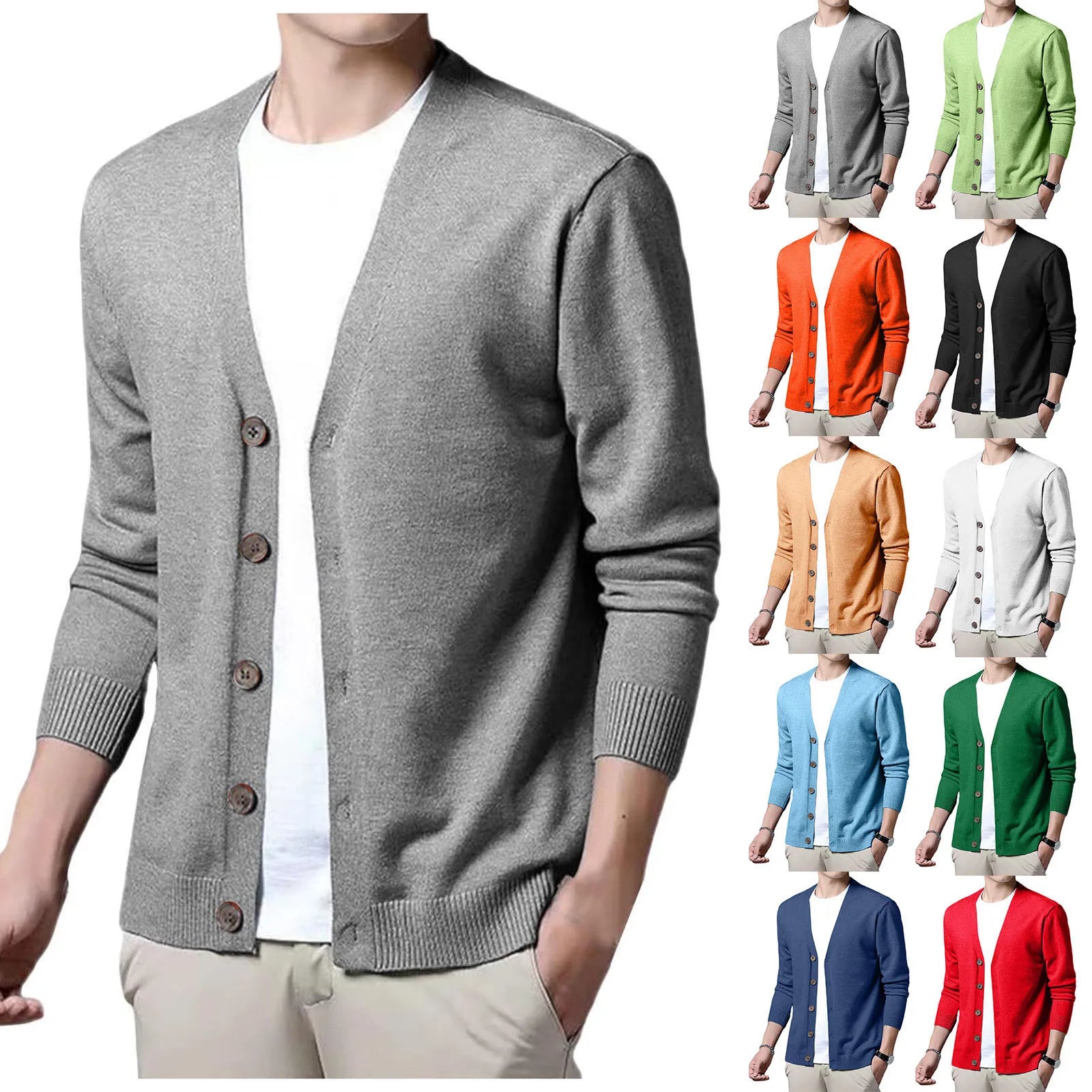 Ribbed V Neck Cardigan