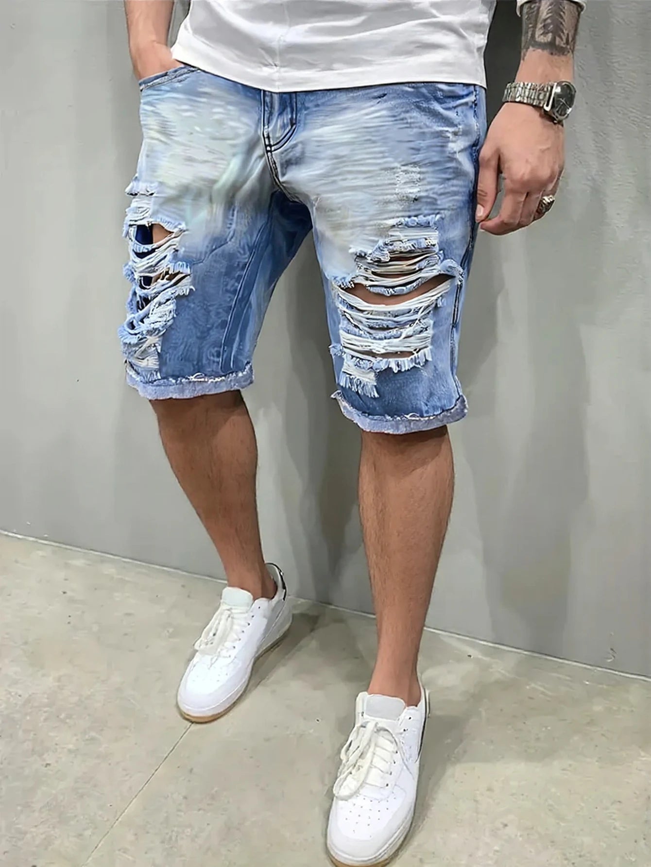 Ripped Denim Shorts