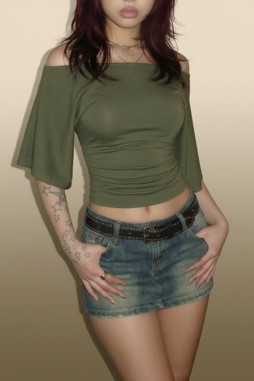 Women's Ruched Off Shoulder Top