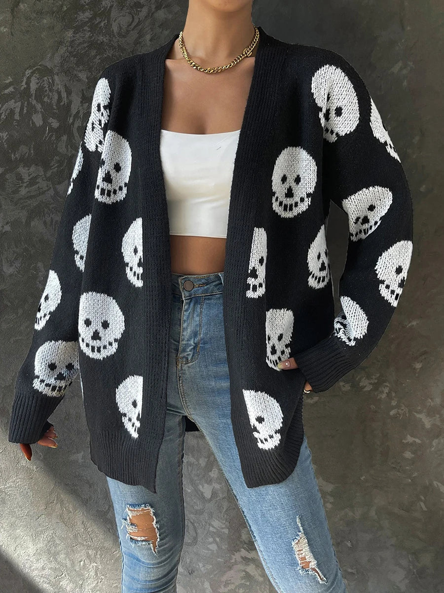 Skull Print Cardigan