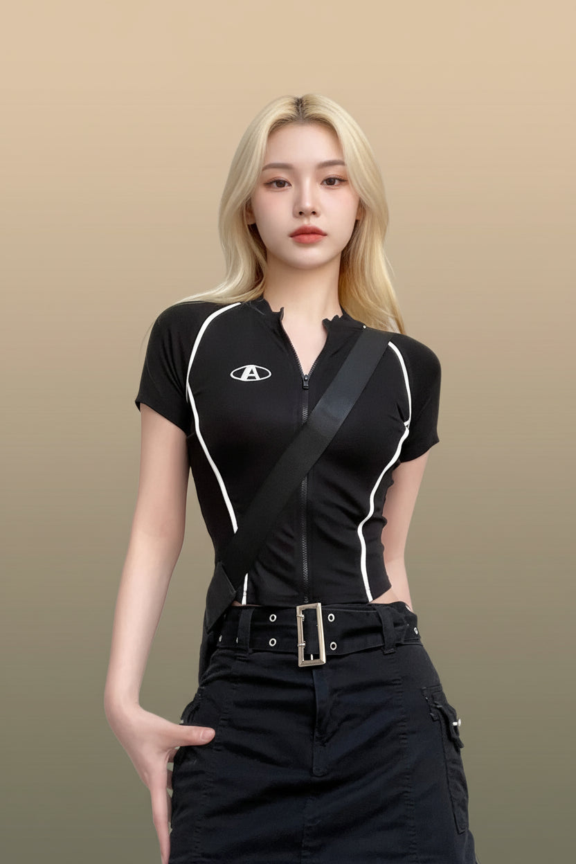 Women's Sheer Mock Neck Slim T-Shirt