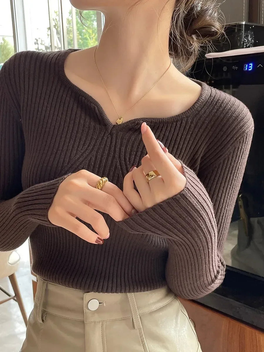 Ribbed V-Neck Sweater