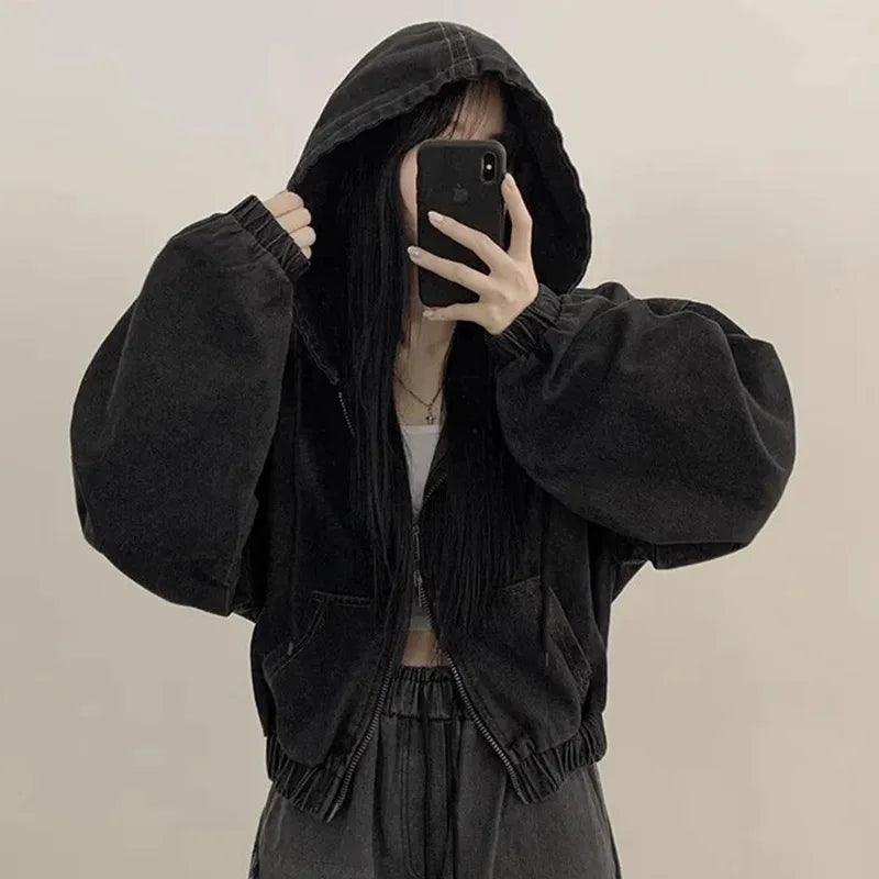 Women’s Korean Style Hooded Denim Jacket