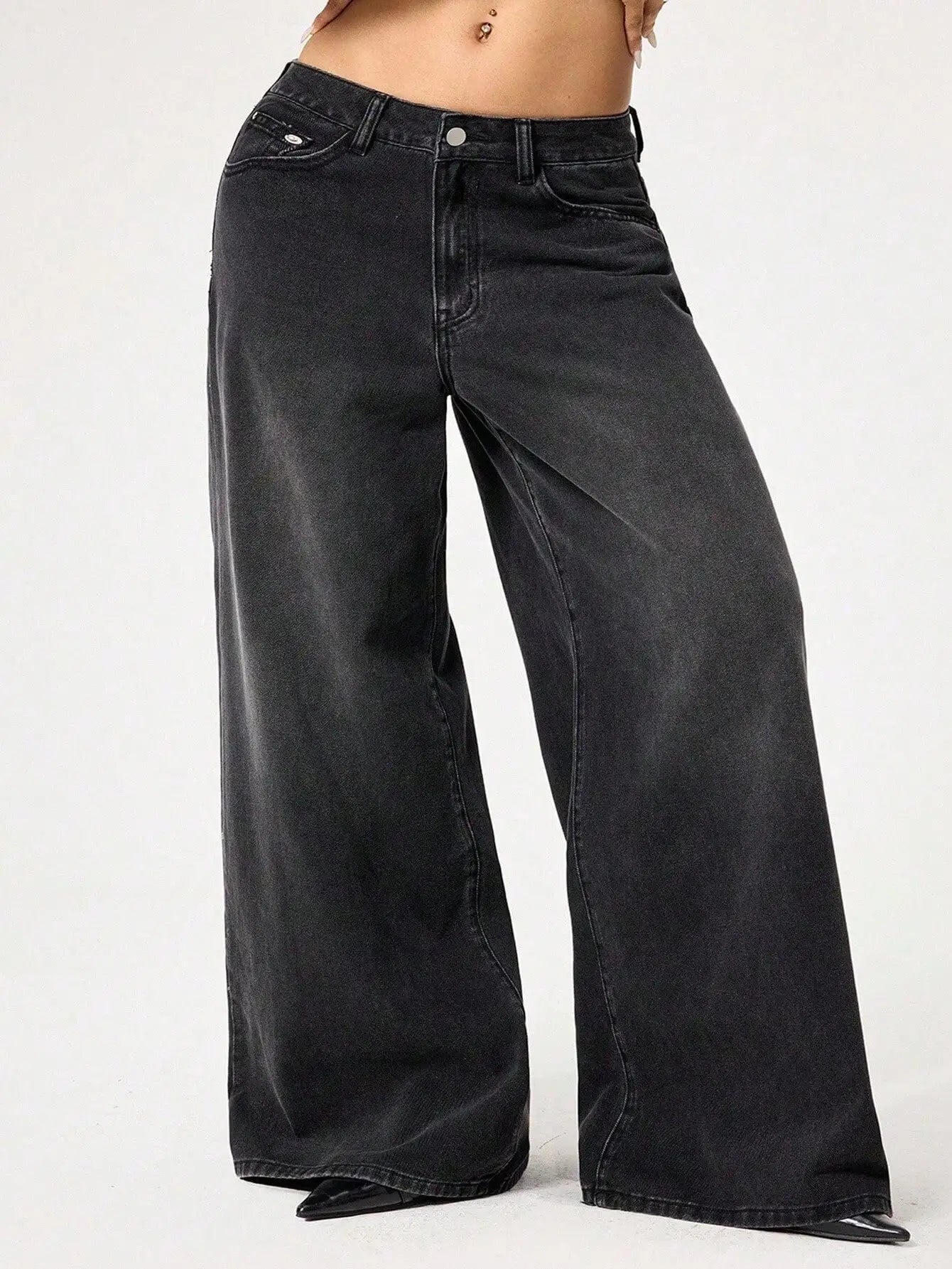 Women Black Embroidery Gothic