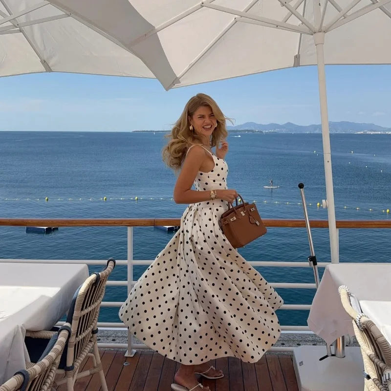 Elegant Polka Dot Maxi Dress