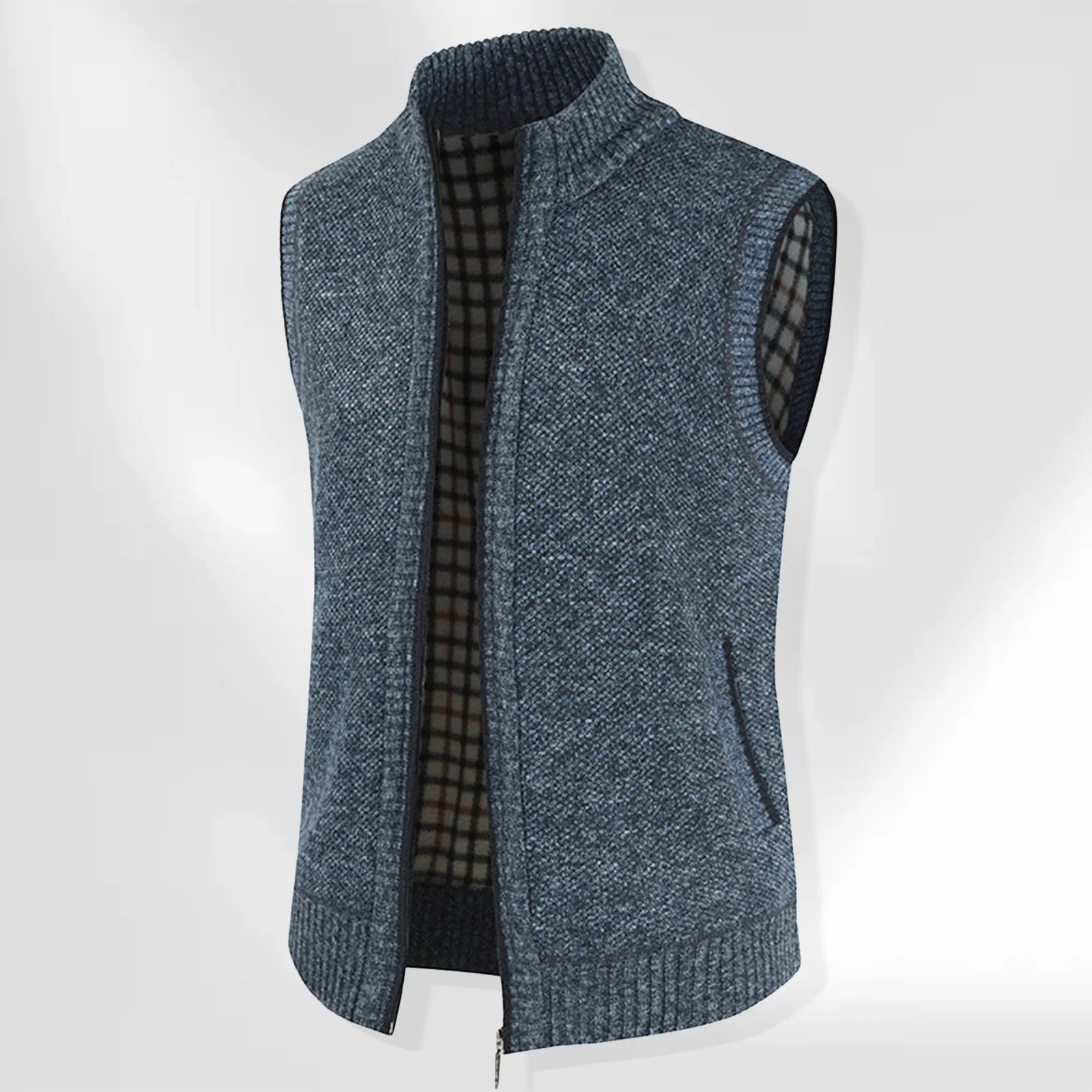 Plaid Turtleneck Sweater Vest