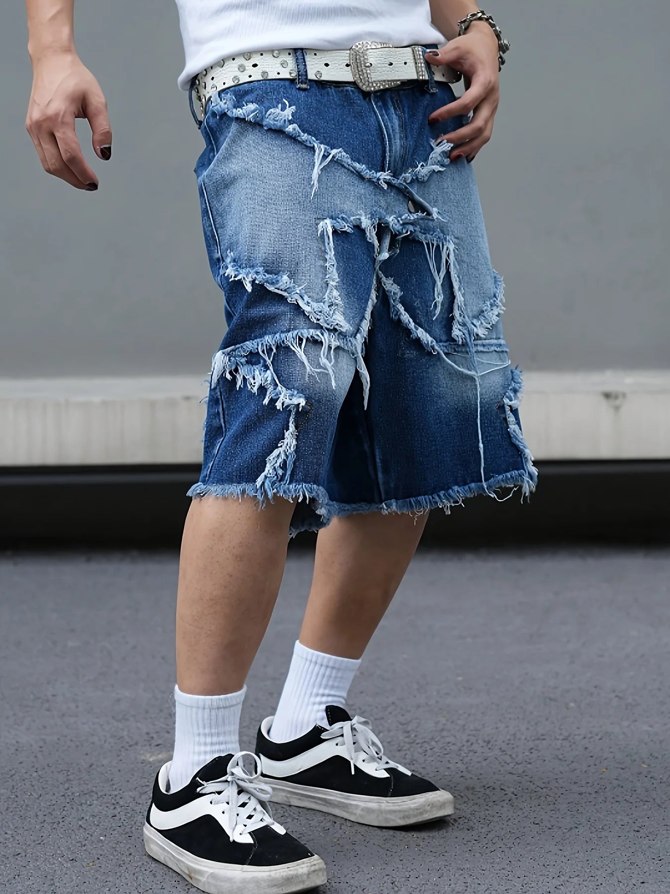 Men's Tattered Denim Shorts