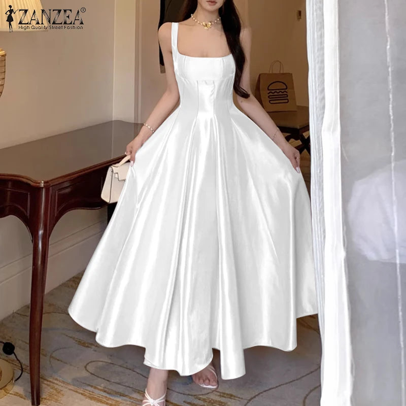 Women’s Satin Square Neck Maxi Dress