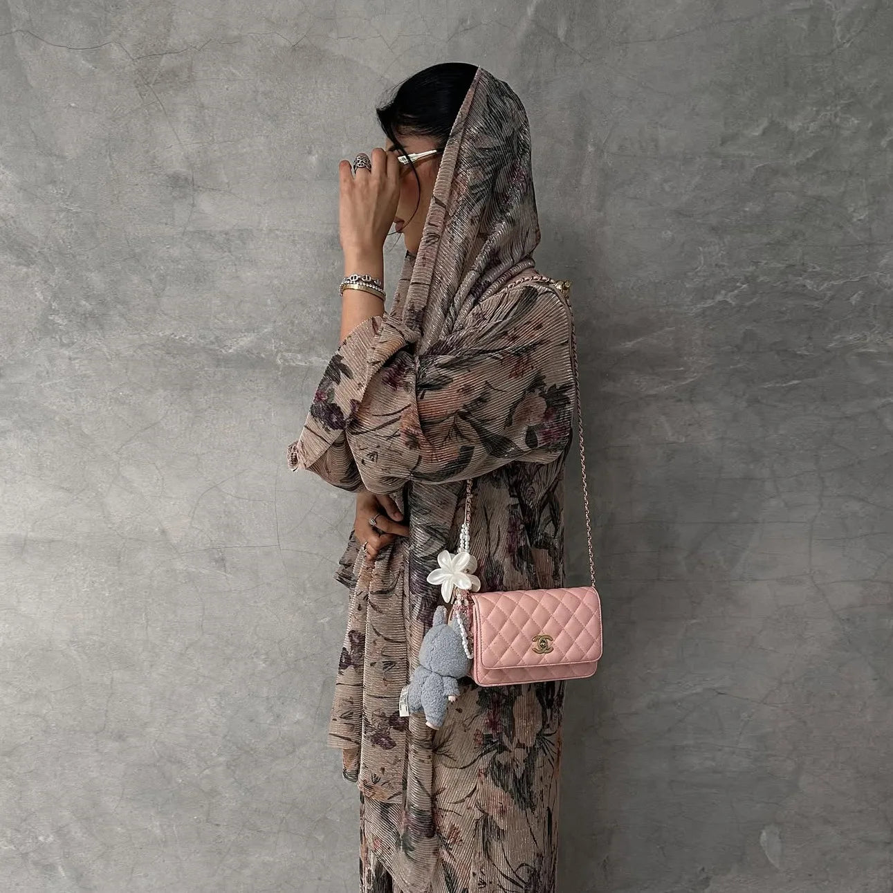 Women’s Printed Abaya & Scarf 2-Piece Set