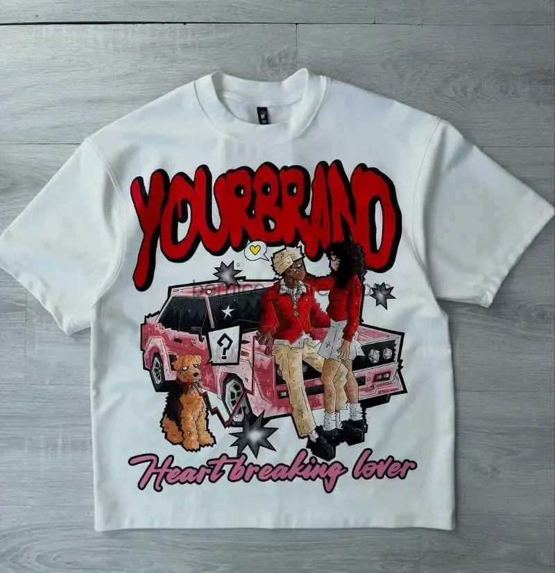 Men Y2K Cartoon Print Oversized T Shirt
