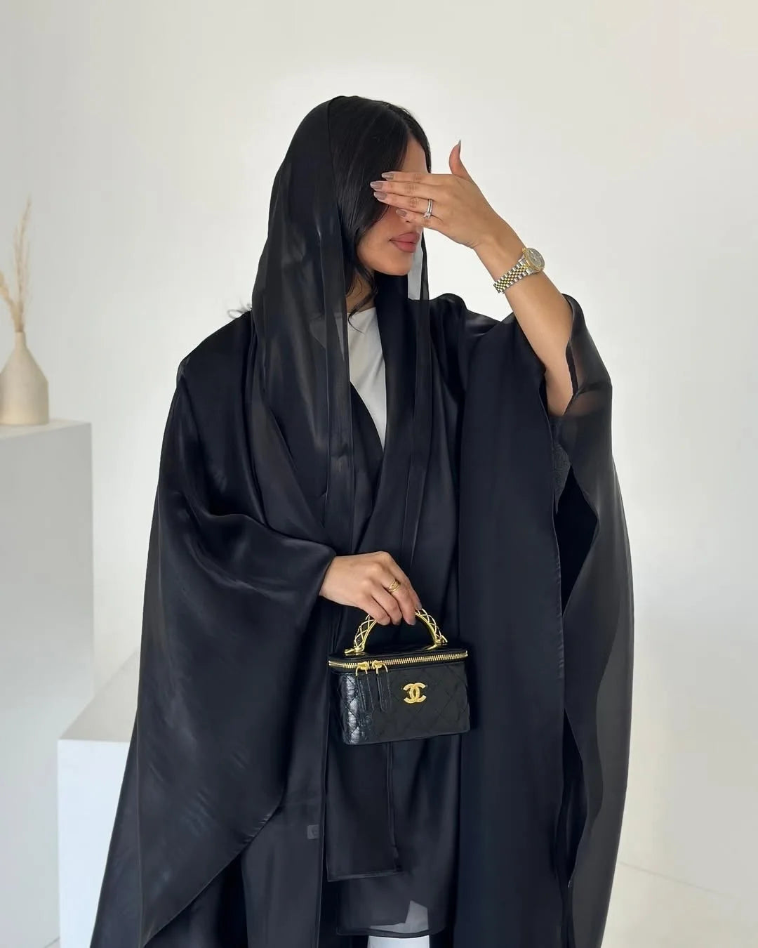 Women Silky Abaya with Scarf