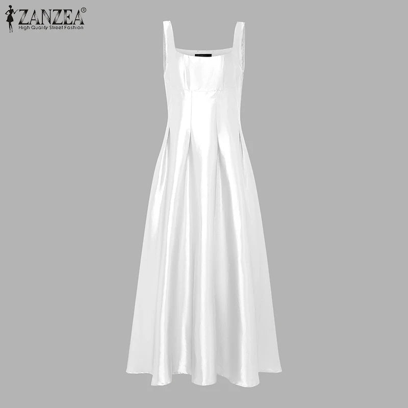 Women’s Satin Square Neck Maxi Dress